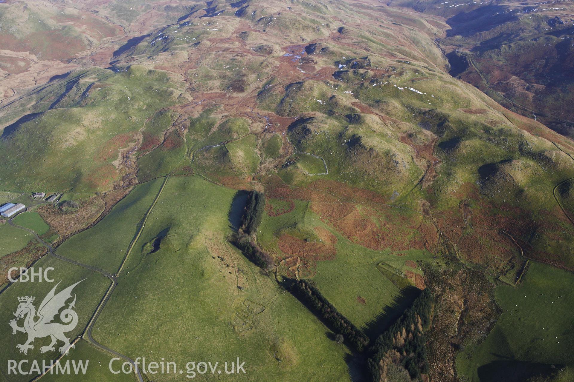 RCAHMW colour oblique photograph of Penlandoppa and Penlansgubor Farmsteads, Troed Y Rhiw. Taken by Toby Driver on 07/02/2012.