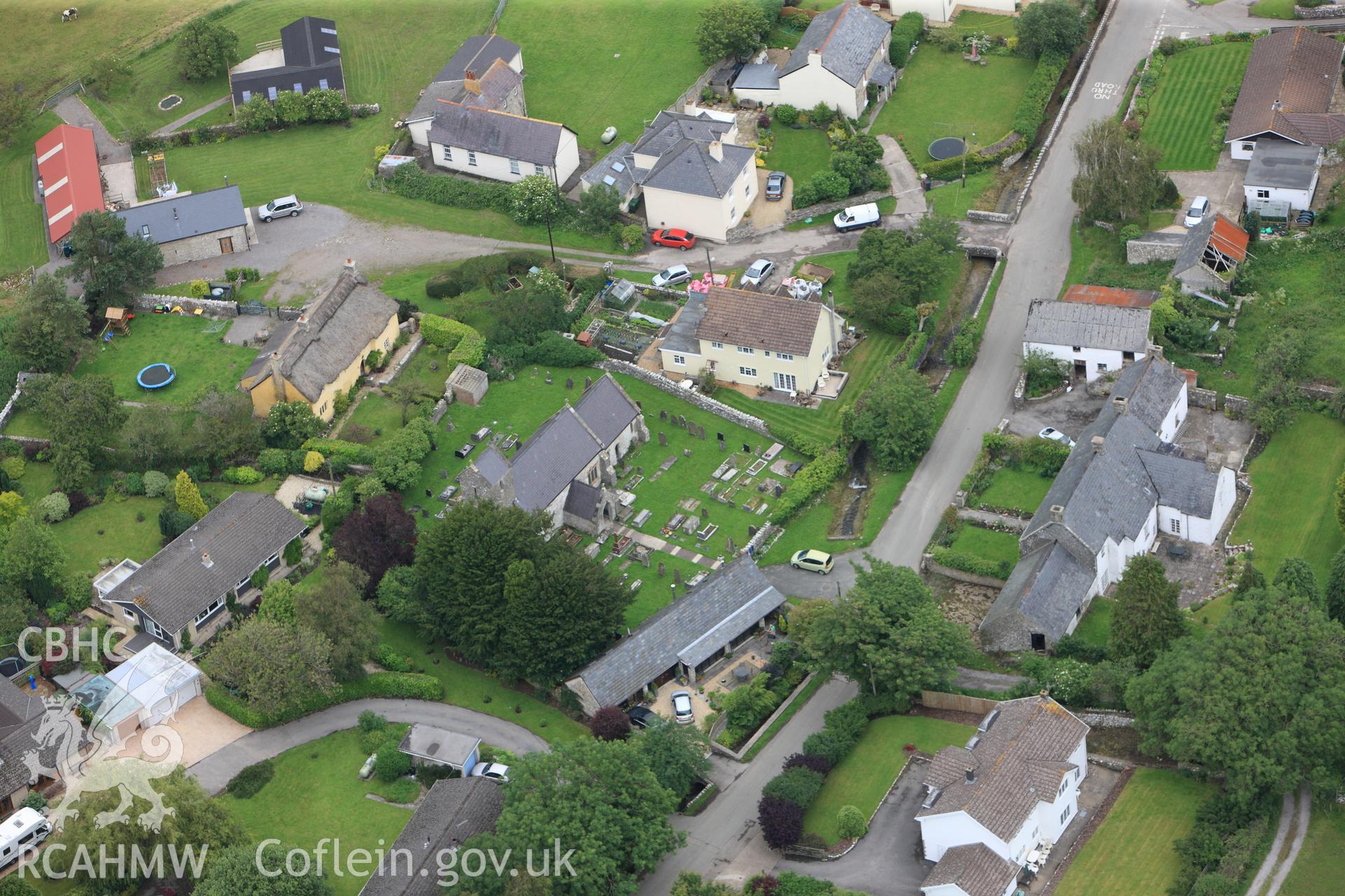 RCAHMW colour oblique photograph of Llandow Village. Taken by Toby Driver on 05/07/2012.