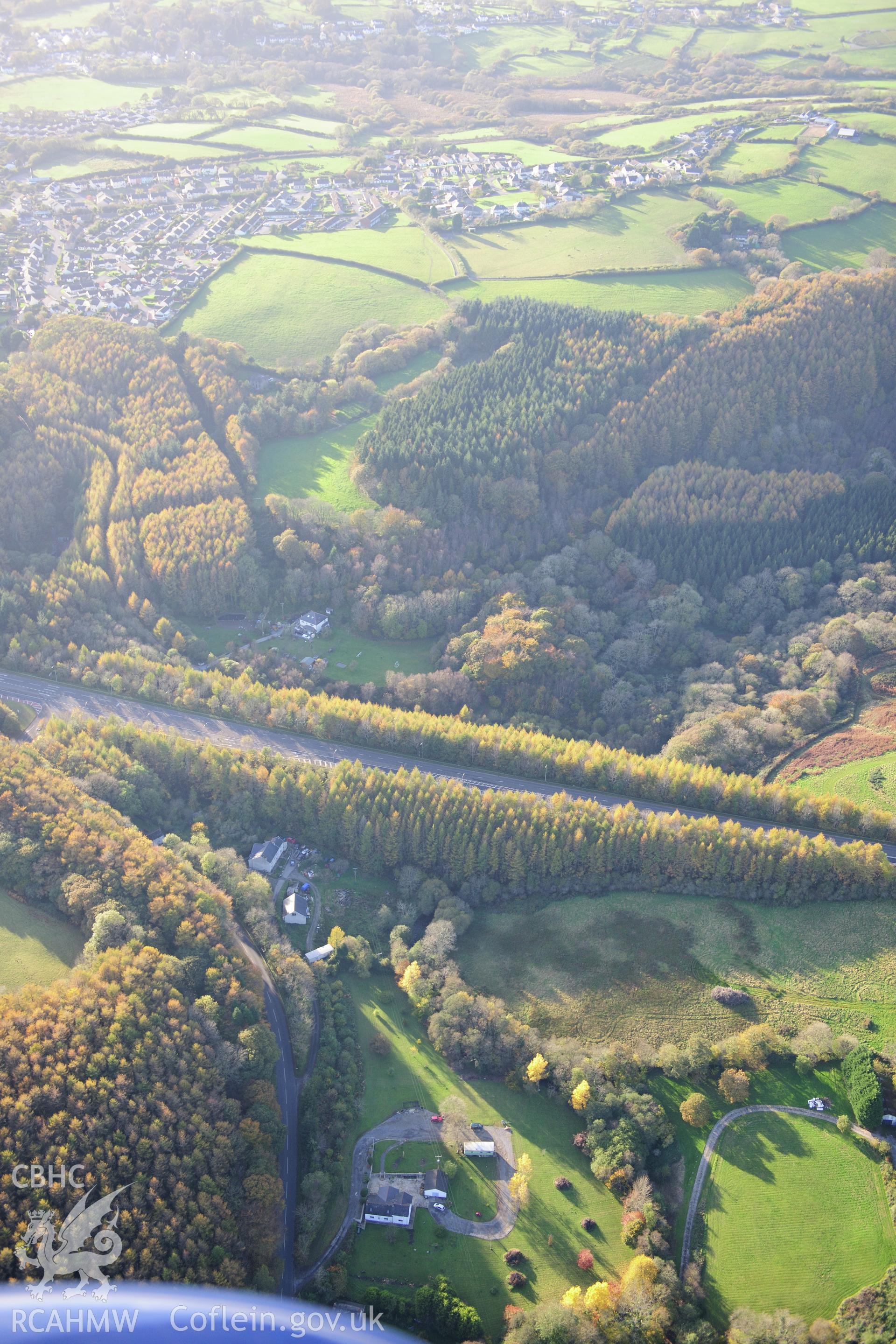 RCAHMW colour oblique photograph of Kilgetty Carriageway. Taken by Toby Driver on 26/10/2012.