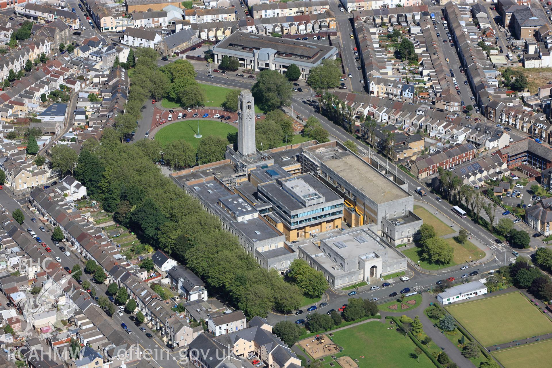 RCAHMW colour oblique photograph of Guildhall, Swansea. Taken by Toby Driver on 24/07/2012.
