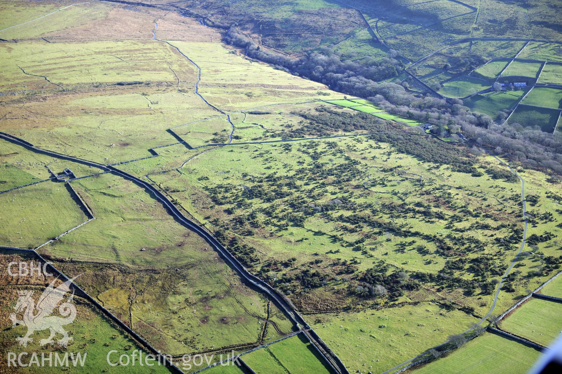 RCAHMW colour oblique photograph of Cors y Gedol field system, western part. Taken by Toby Driver on 10/12/2012.