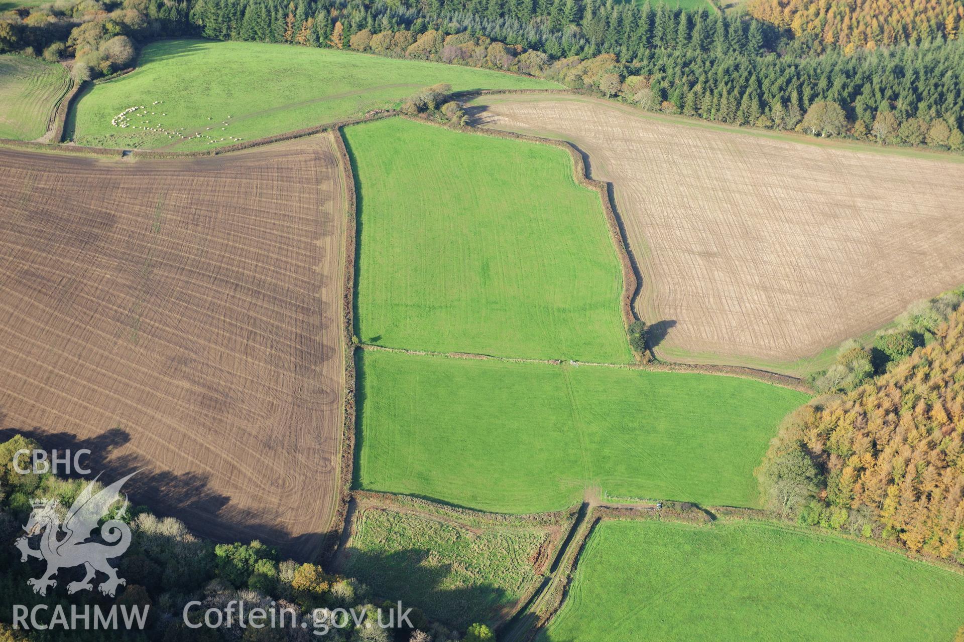 RCAHMW colour oblique photograph of Dan-Y-Coed and Woodside. Taken by Toby Driver on 26/10/2012.