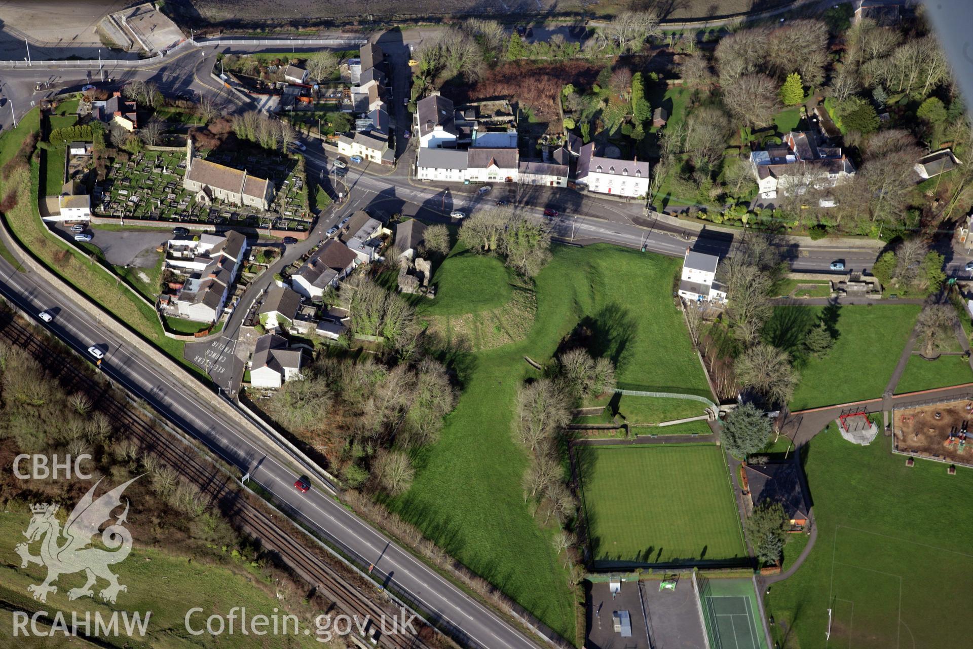 RCAHMW colour oblique photograph of Lougher Roman Fort. Taken by Toby Driver on 02/02/2012.