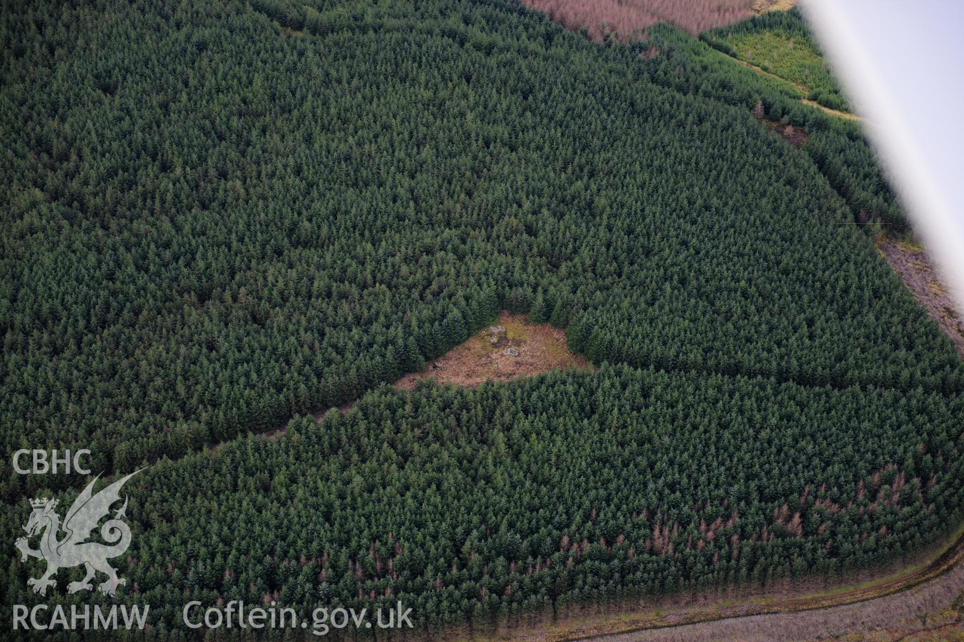 RCAHMW colour oblique photograph of Mynydd Marchywel, summit cairn. Taken by Toby Driver on 28/11/2012.