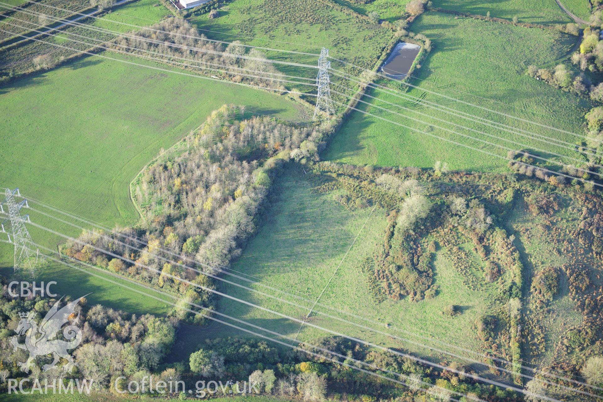 RCAHMW colour oblique photograph of Longstone Camp. Taken by Toby Driver on 26/10/2012.