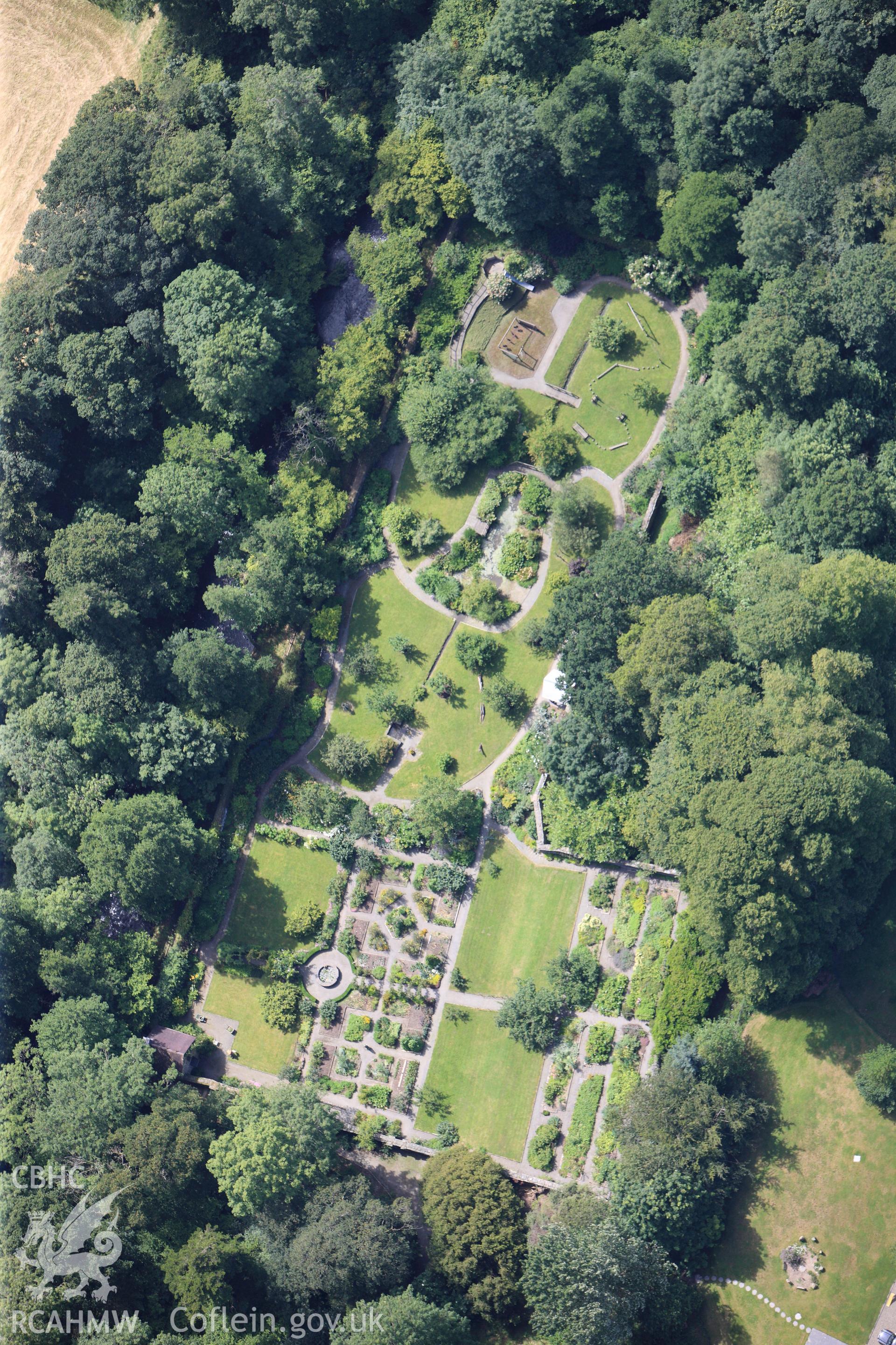 RCAHMW colour oblique photograph of Ty Glyn Garden, Ciliau Aeron. Taken by Toby Driver on 27/07/2012.