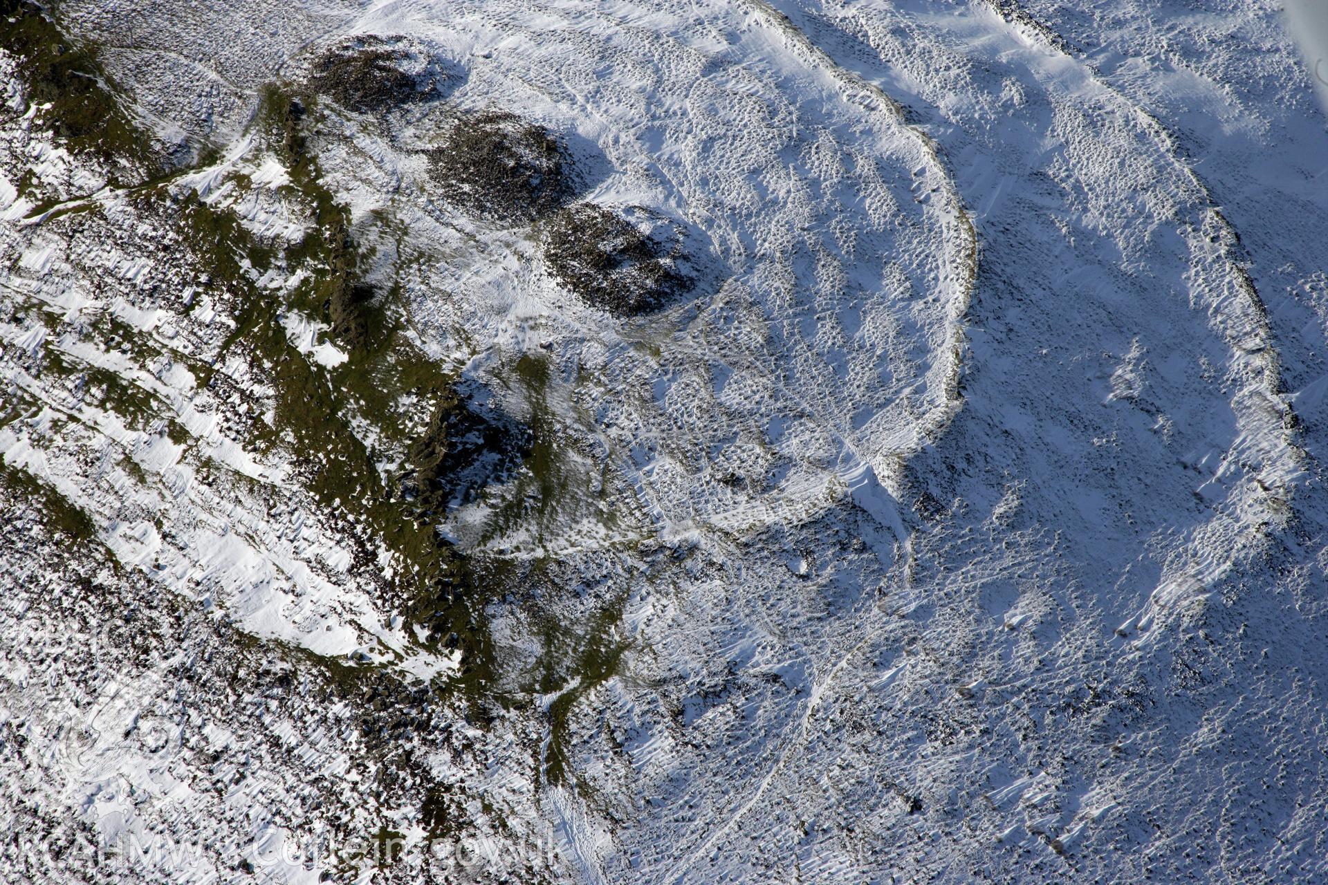 RCAHMW colour oblique photograph of Foel Drygarn Camp. Taken by Toby Driver on 02/02/2012.