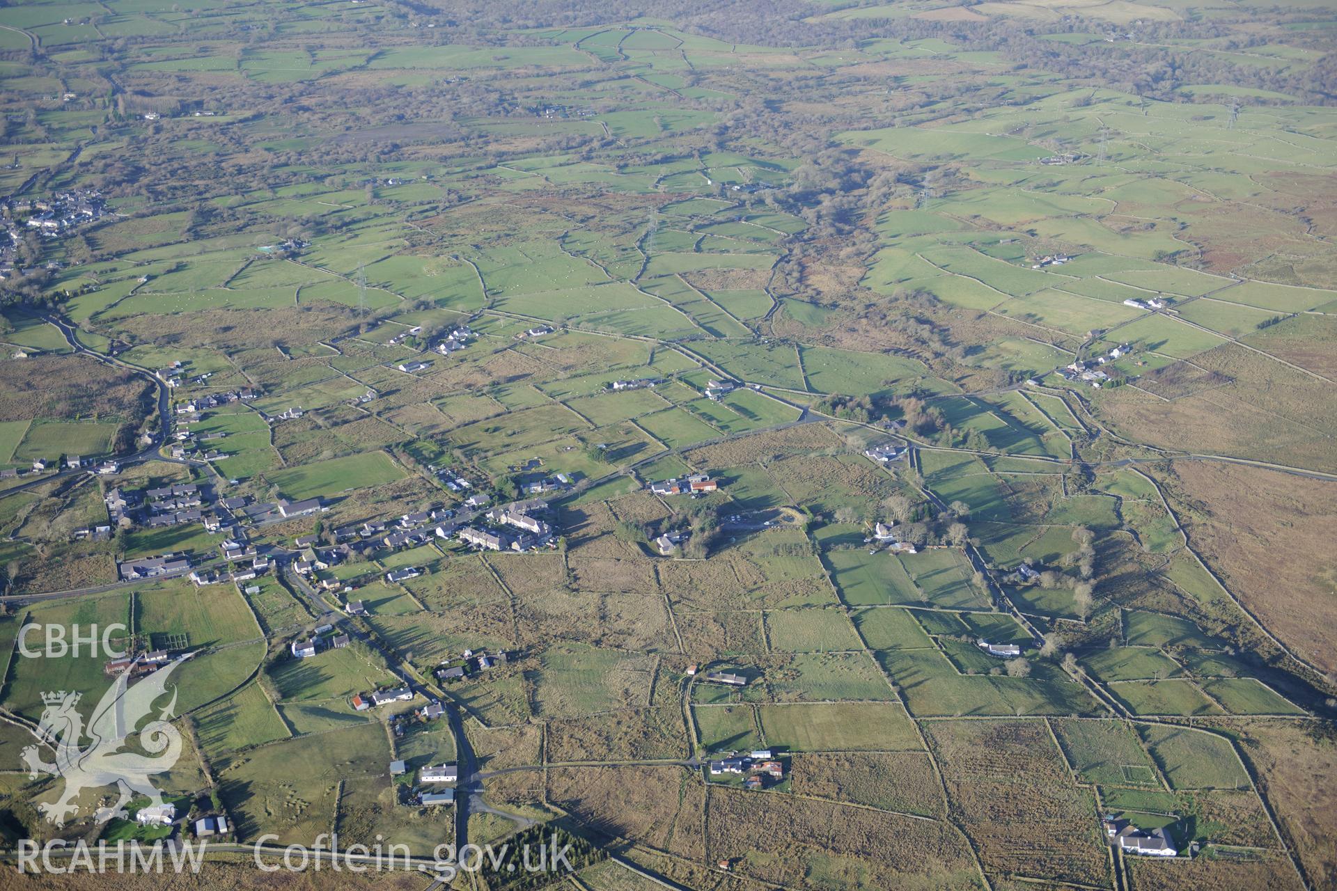 RCAHMW colour oblique photograph of Rhosgadfan, with high view of Cae'r-Gors. Taken by Toby Driver on 10/12/2012.