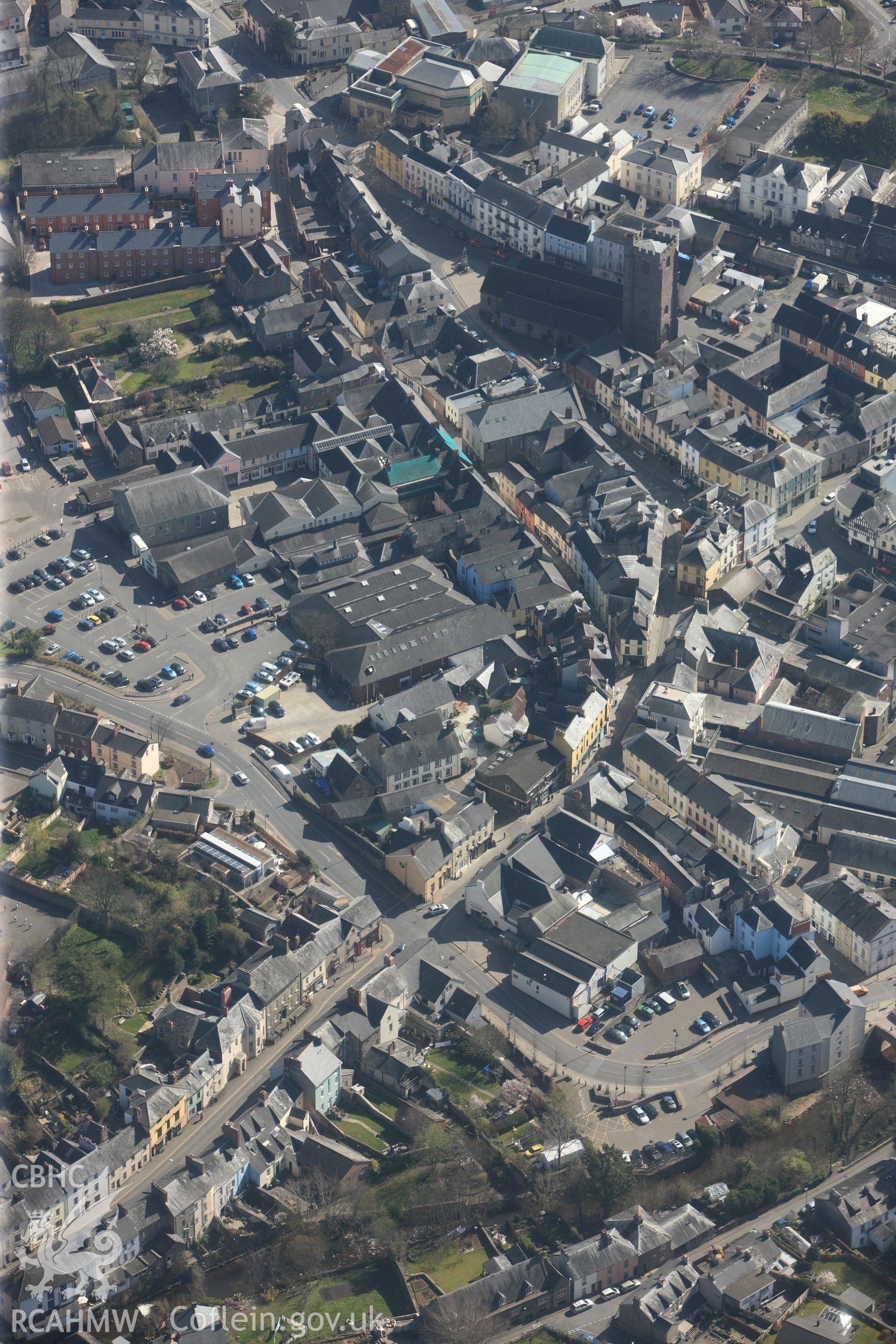 RCAHMW colour oblique photograph of Brecon town. Taken by Toby Driver and Oliver Davies on 28/03/2012.