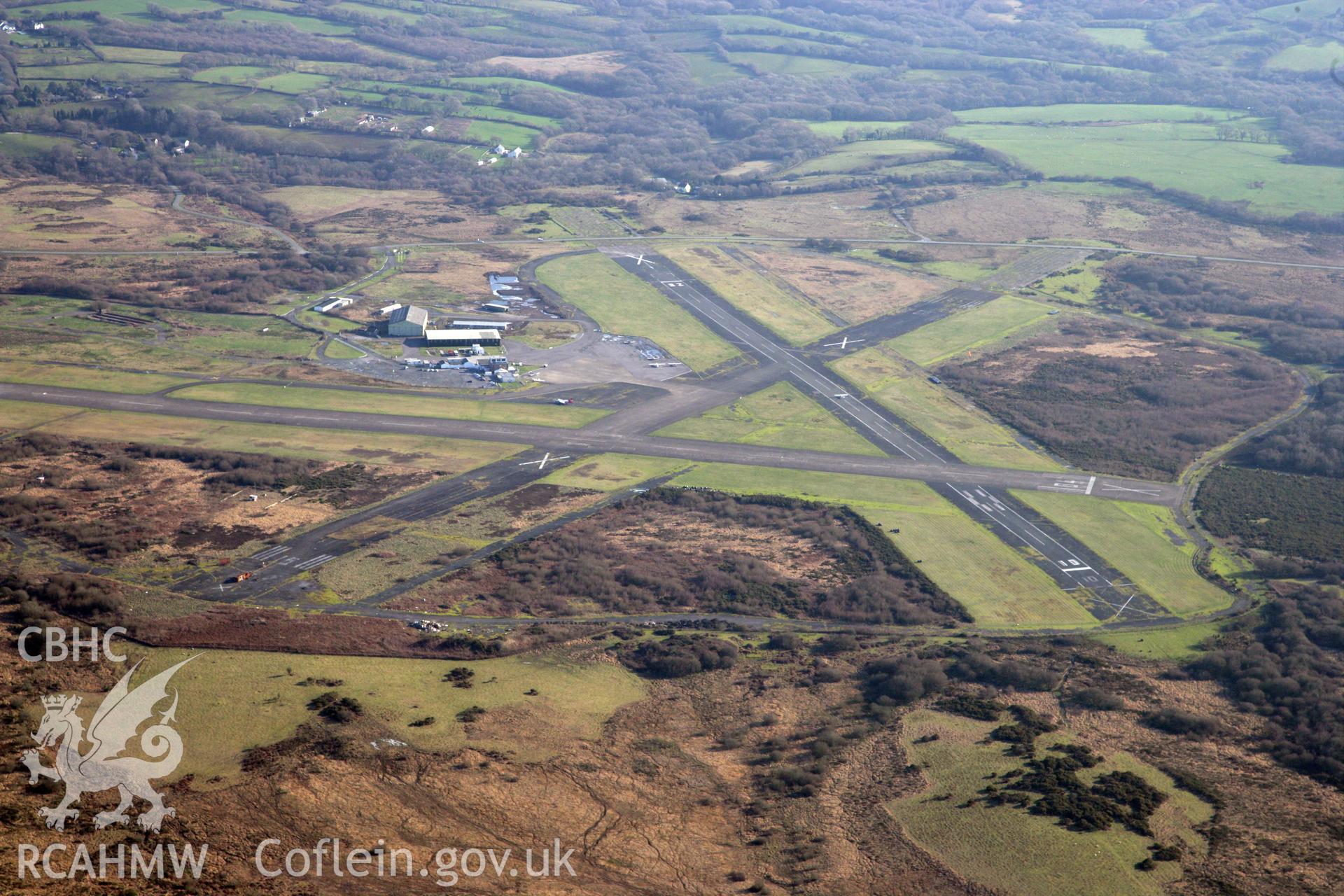 RCAHMW colour oblique photograph of Fairwood Common Aerodrome. Taken by Toby Driver on 02/02/2012.