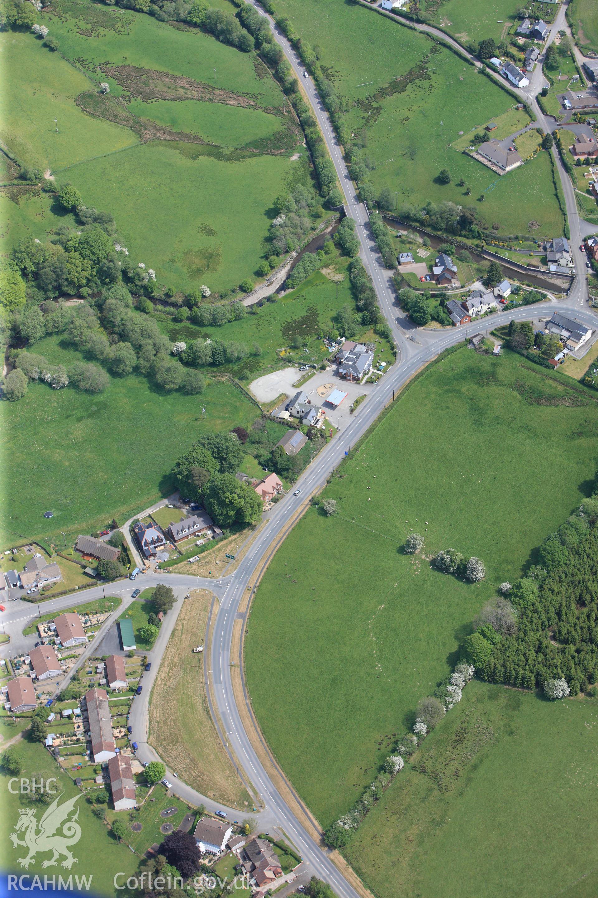 RCAHMW colour oblique photograph of Beulah village. Taken by Toby Driver on 28/05/2012.