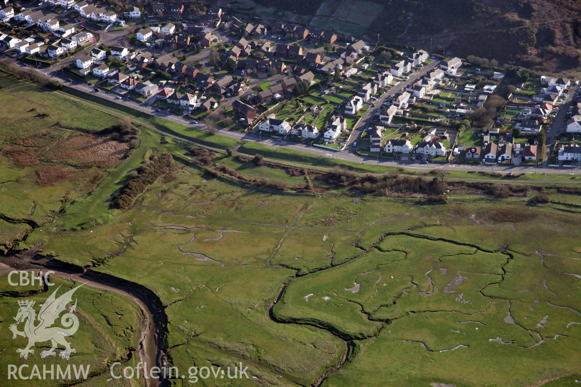 RCAHMW colour oblique photograph of Dan-Y-Lan Mound (Hen Gastell). Taken by Toby Driver on 02/02/2012.