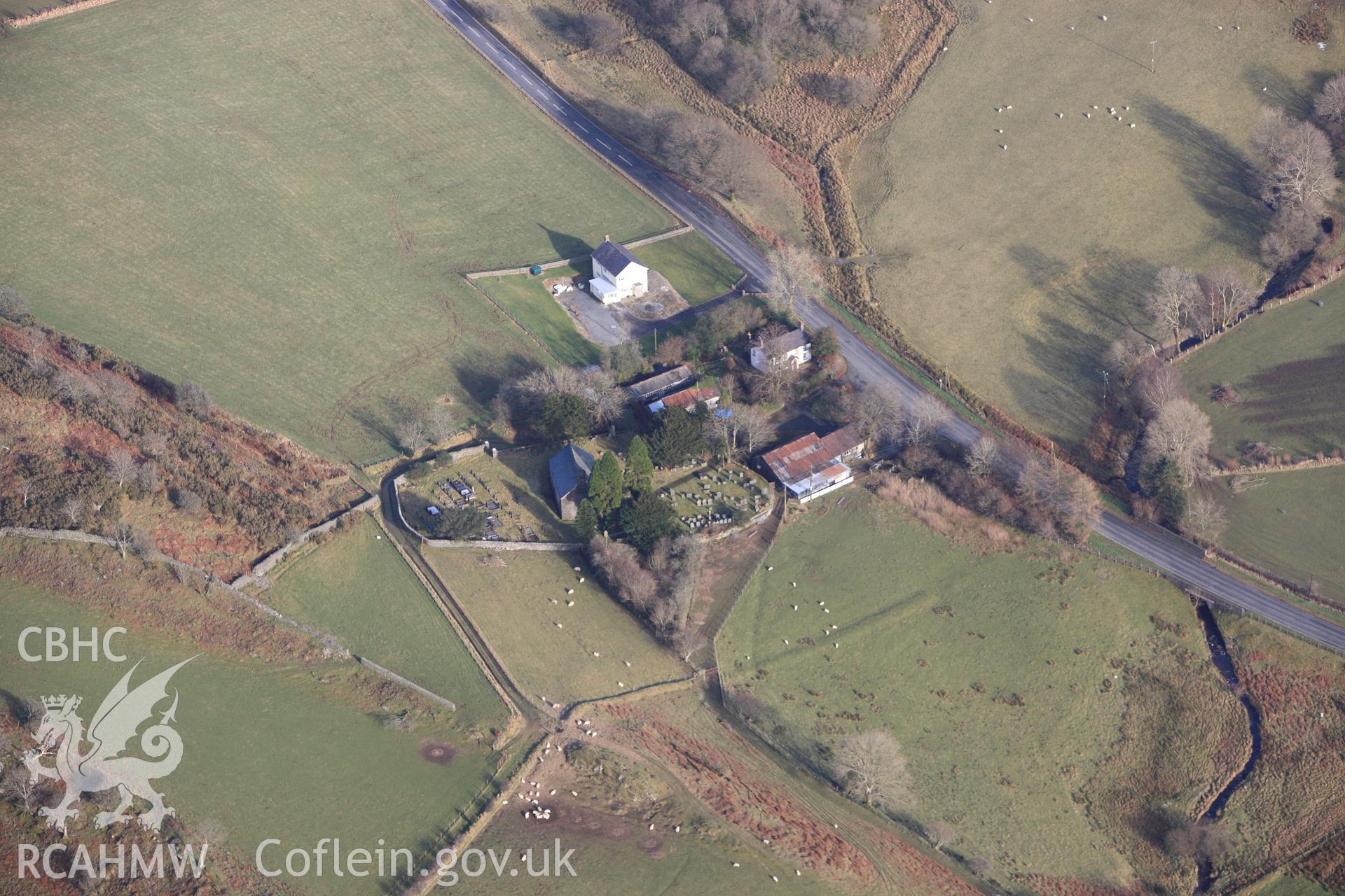 RCAHMW colour oblique photograph of St John's Church, Ysbyty Cynfyn. Taken by Toby Driver on 07/02/2012.