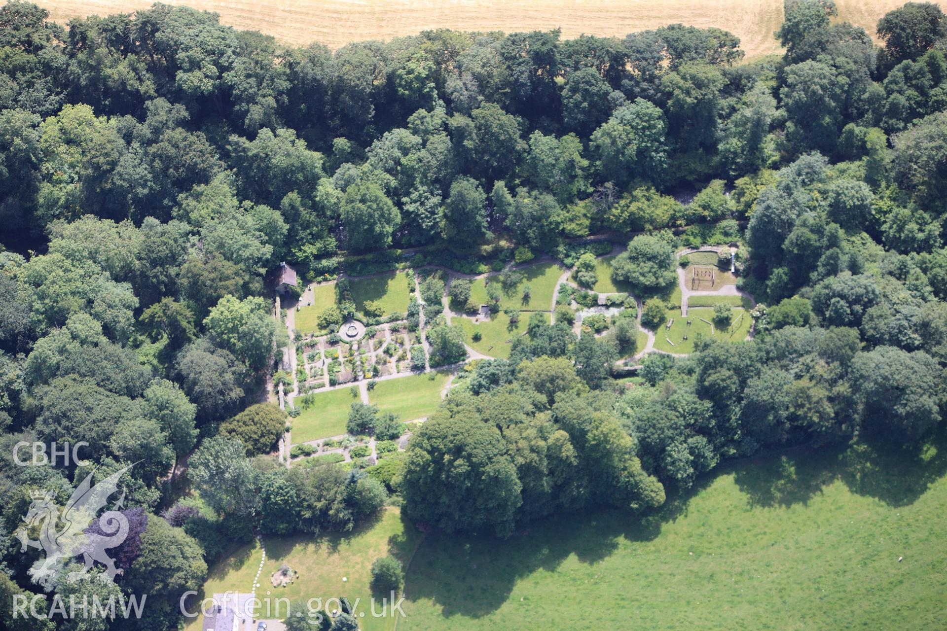 RCAHMW colour oblique photograph of Ty Glyn Garden, Ciliau Aeron. Taken by Toby Driver on 27/07/2012.