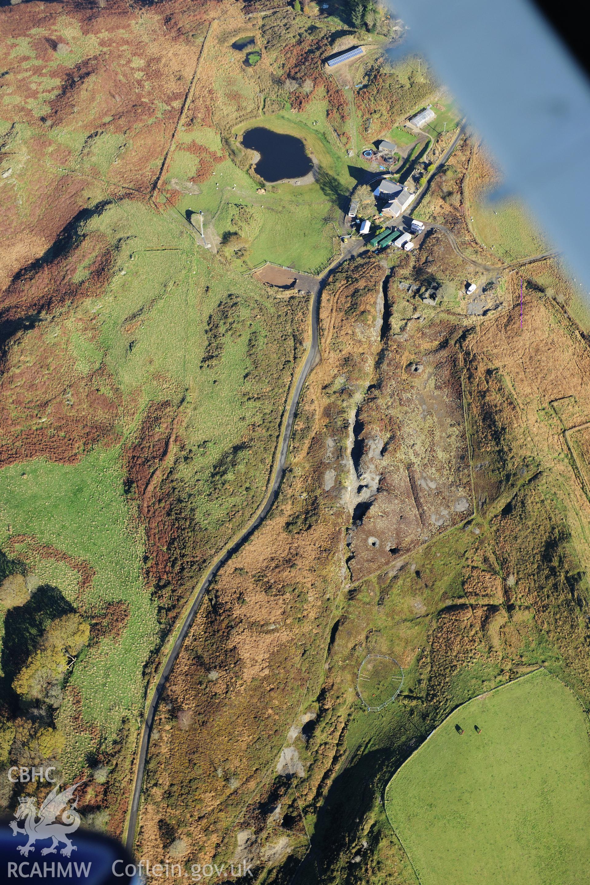 RCAHMW colour oblique photograph of Logaulas lead mine, Lisburne mine. Taken by Toby Driver on 05/11/2012.