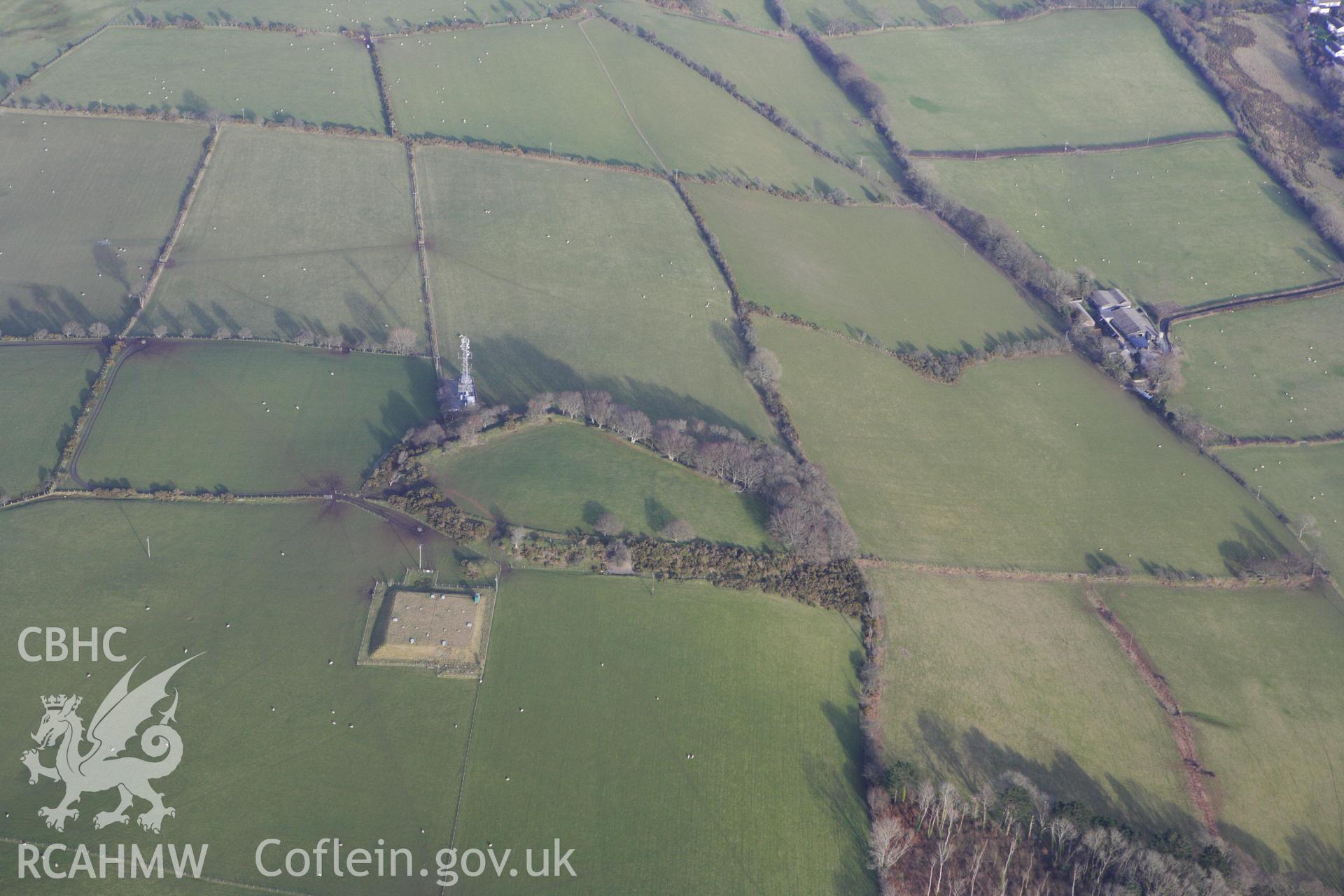 RCAHMW colour oblique photograph of Hen Gaer hillfort. Taken by Toby Driver on 07/02/2012.