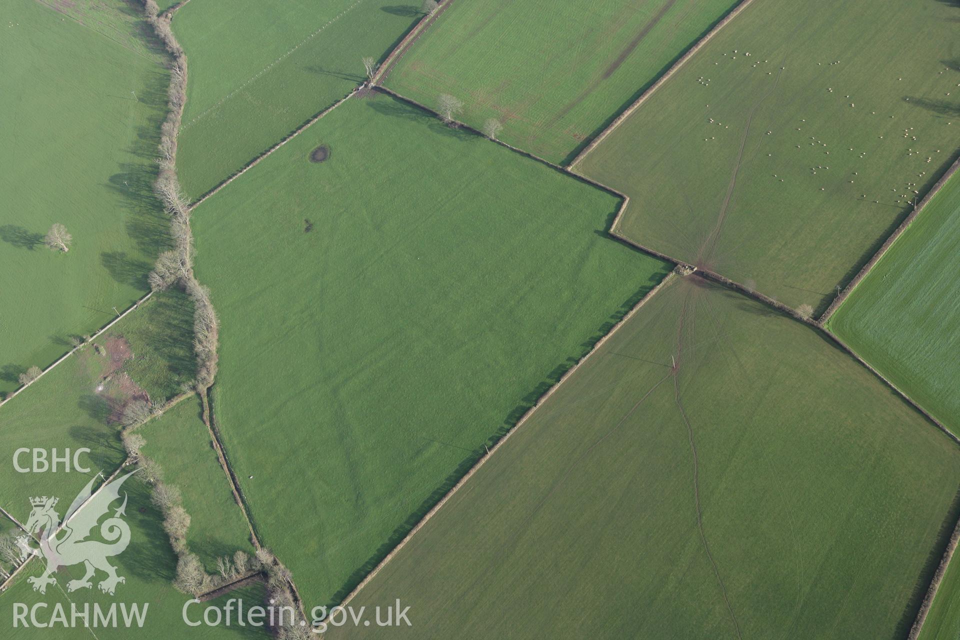 RCAHMW colour oblique photograph of Tai Cochion field system and settlement earthworks. Taken by Toby Driver on 13/01/2012.