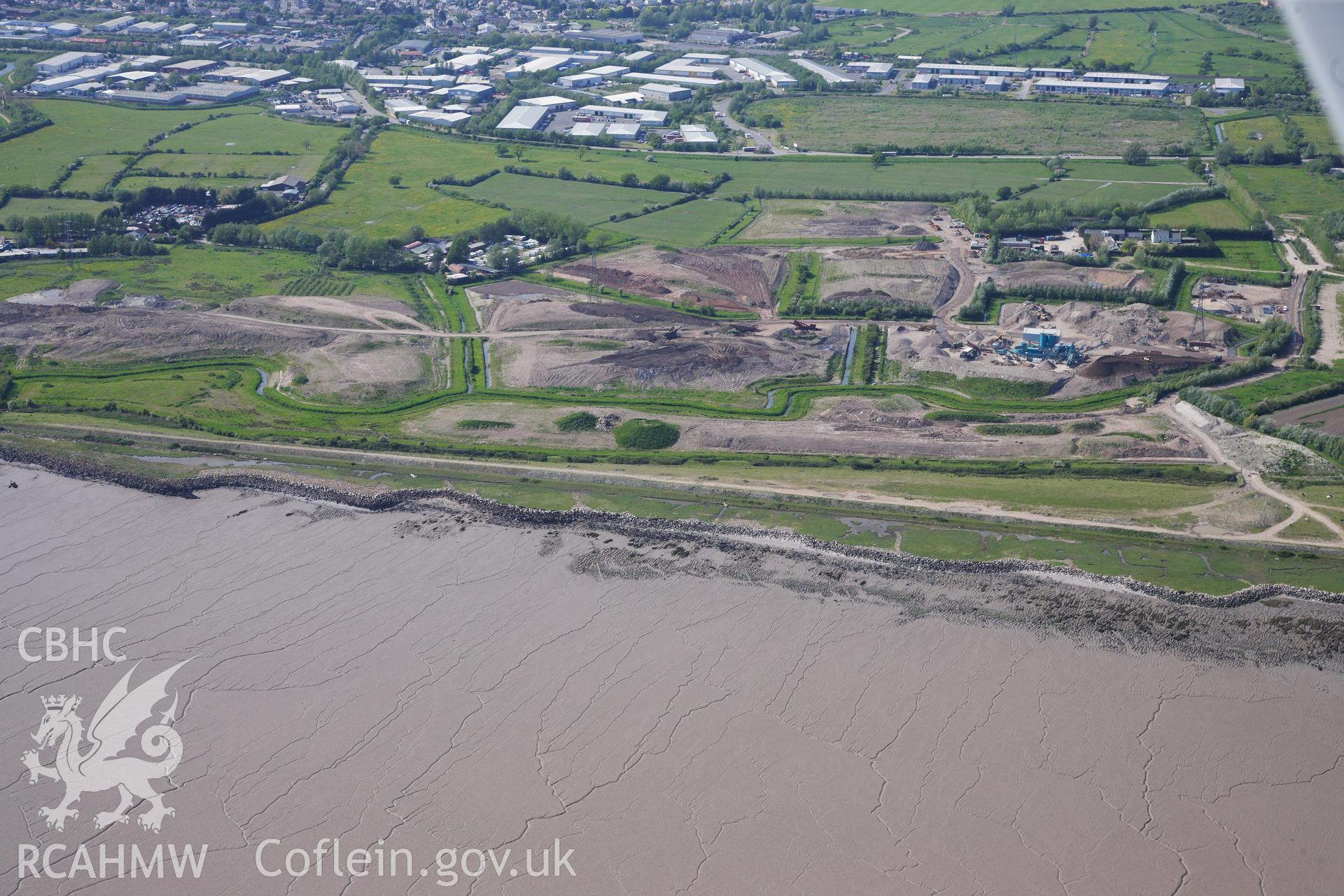 RCAHMW colour oblique photograph of Wentlooge Levels and intertidal area. Taken by Toby Driver on 22/05/2012.