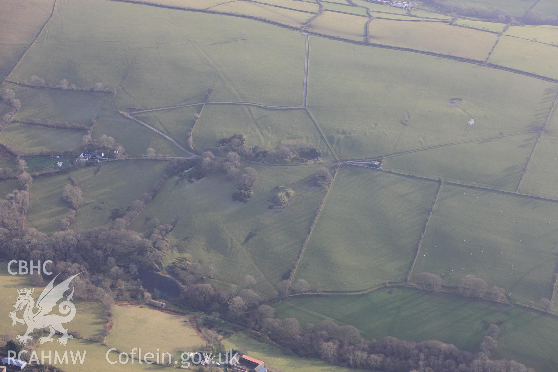 RCAHMW colour oblique photograph of Bronfloyd Lead Mind; Bryn Llwyd. Taken by Toby Driver on 07/02/2012.