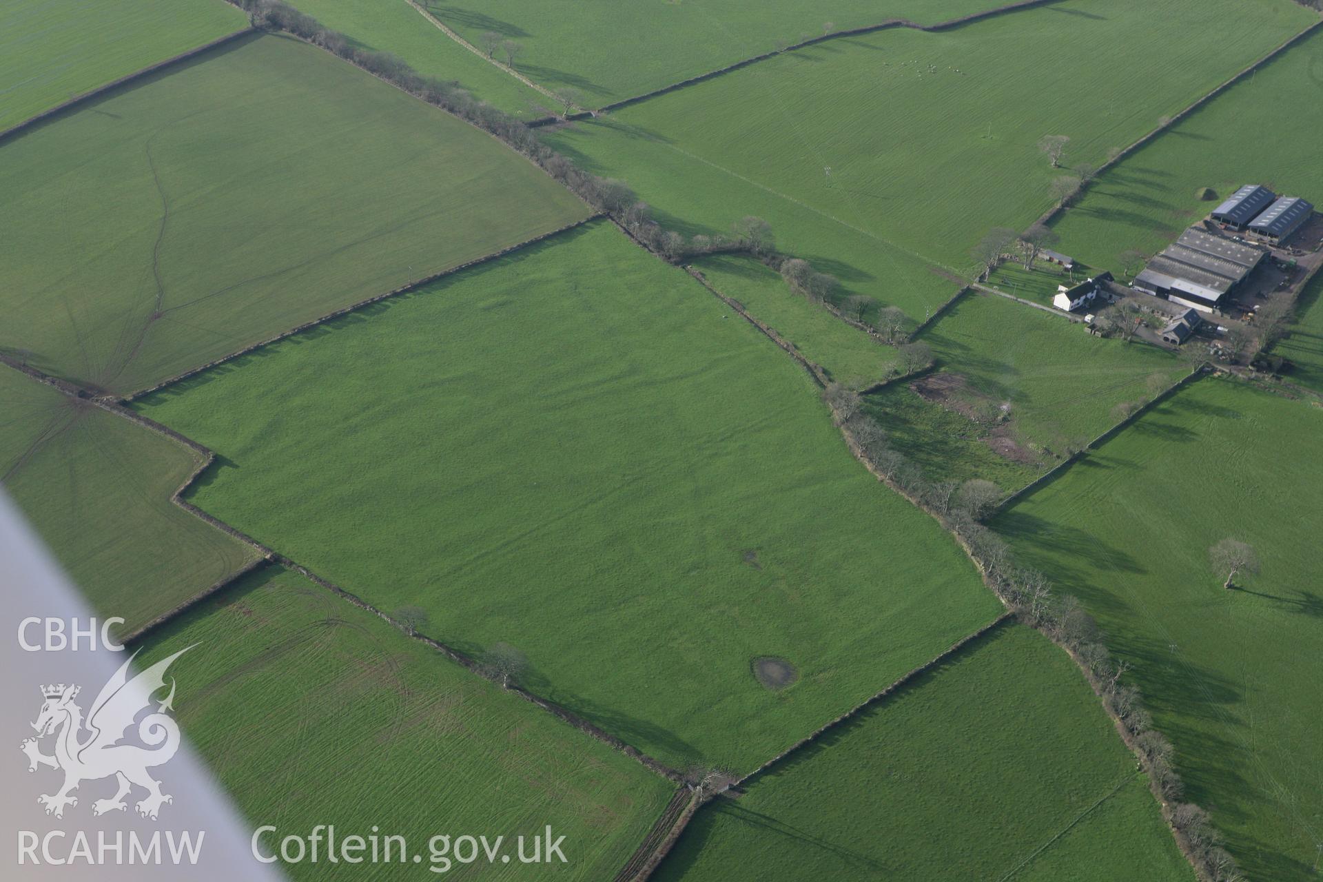 RCAHMW colour oblique photograph of Tai Cochion field system and settlement earthworks. Taken by Toby Driver on 13/01/2012.