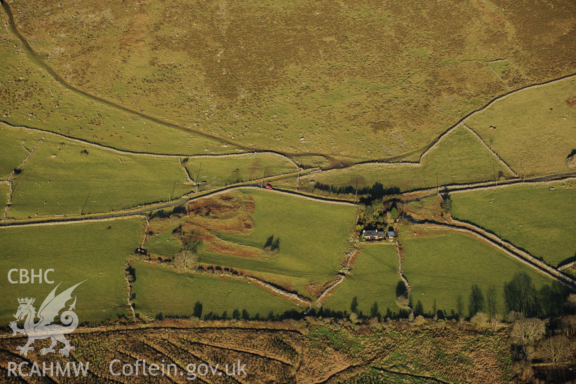 RCAHMW colour oblique photograph of Ancient Village north of Llan-Llain. Taken by Toby Driver on 10/12/2012.