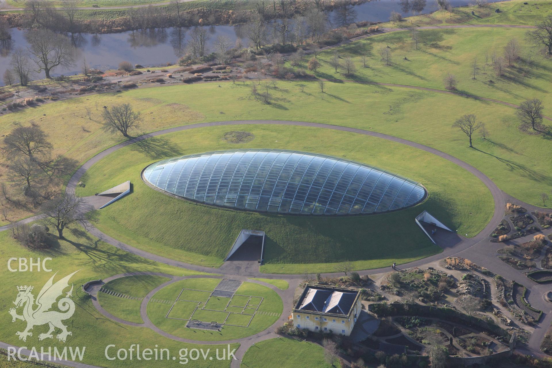 RCAHMW colour oblique photograph of The Great Glasshouse, The National Botanic Garden of Wales. Taken by Toby Driver on 27/01/2012.