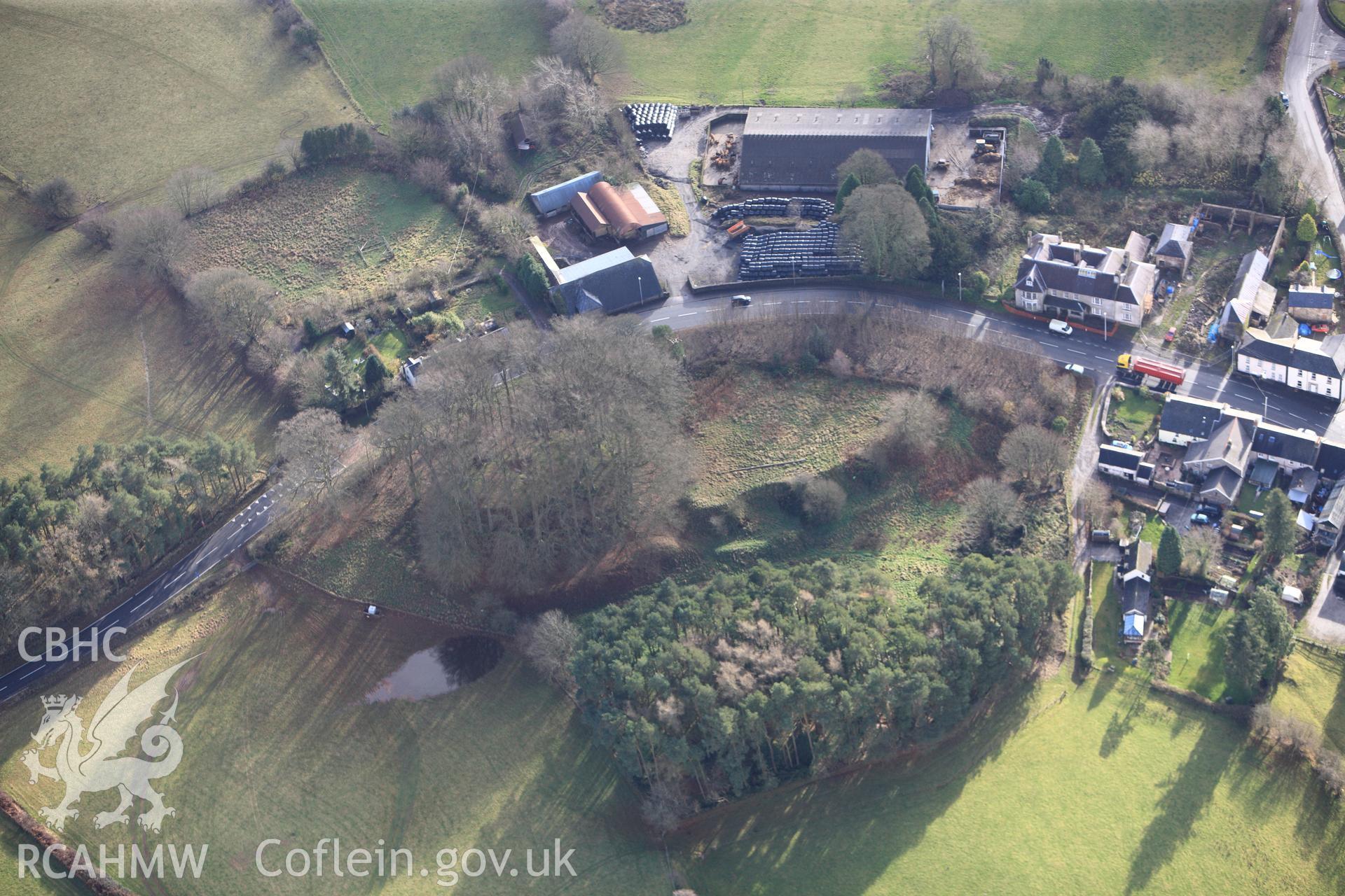 RCAHMW colour oblique photograph of Trecastle Motte. Taken by Toby Driver on 23/11/2012.