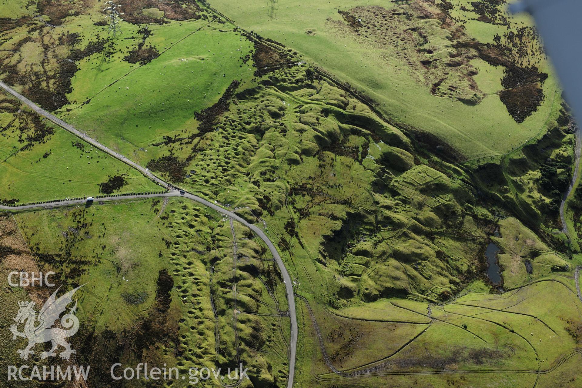 RCAHMW colour oblique photograph of Ffos y Fran ironstone worker's village. Taken by Toby Driver on 28/11/2012.