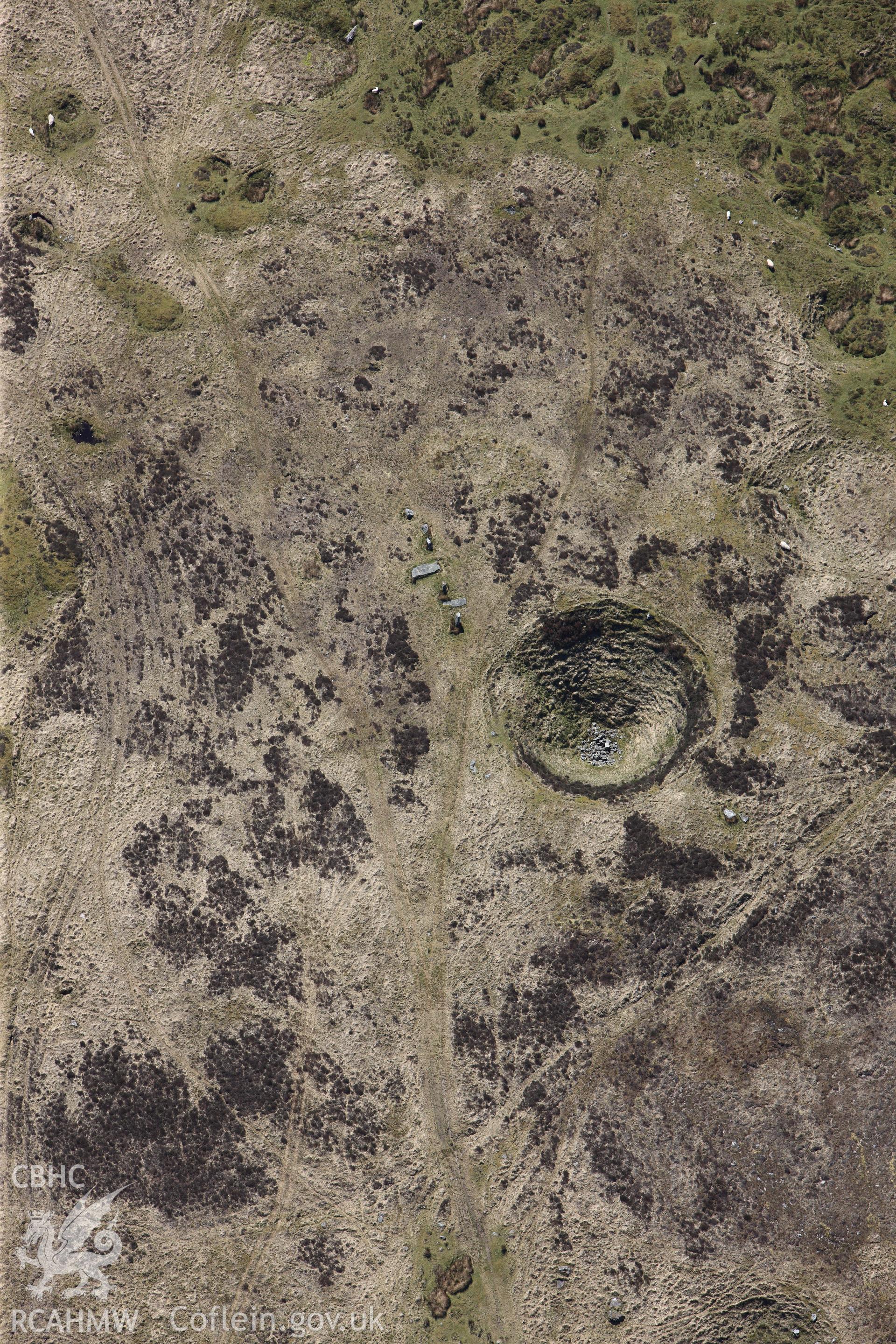 RCAHMW colour oblique photograph of Saith Maen stone alignment. Taken by Toby Driver on 22/05/2012.