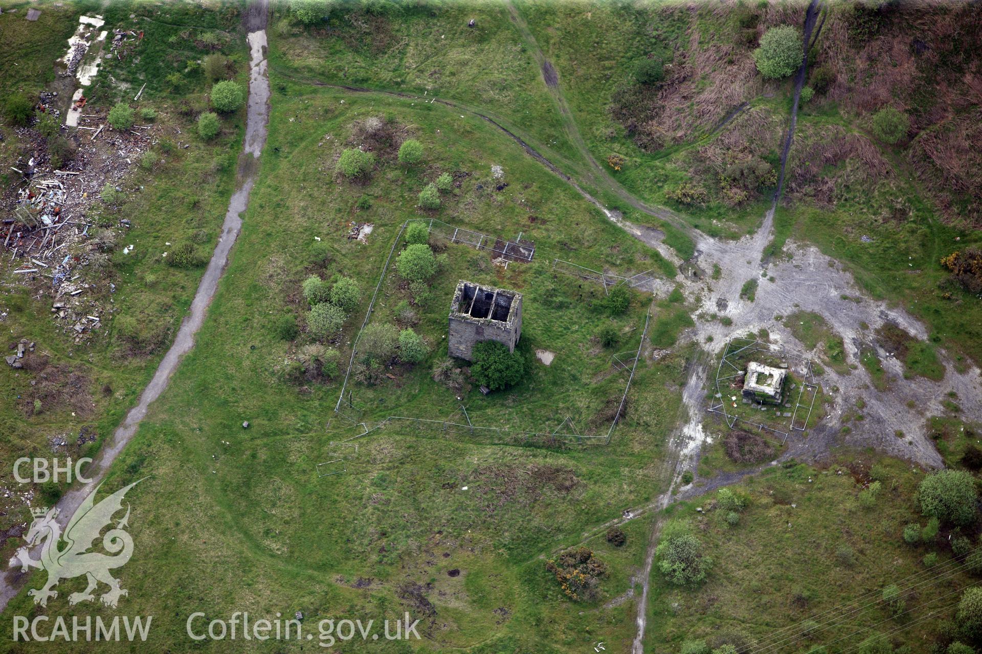 RCAHMW colour oblique photograph of British Ironworks Pumping Engine House. Taken by Toby Driver on 22/05/2012.