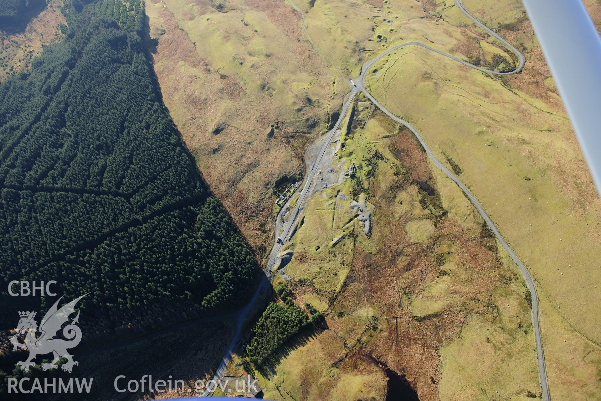 RCAHMW colour oblique photograph of Esgair Hir Lead Mine. Taken by Toby Driver on 05/11/2012.