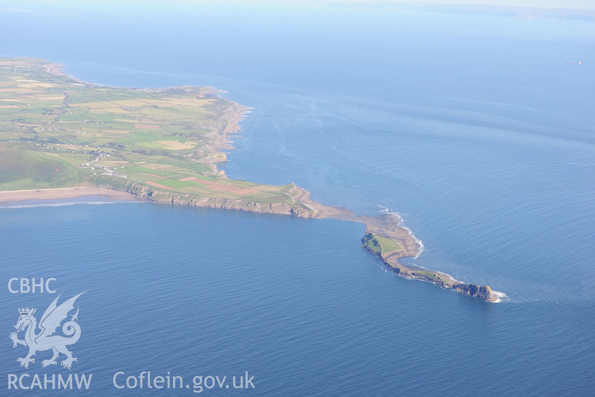 RCAHMW colour oblique photograph of Worm's Head, high landscape view. Taken by Toby Driver on 24/07/2012.