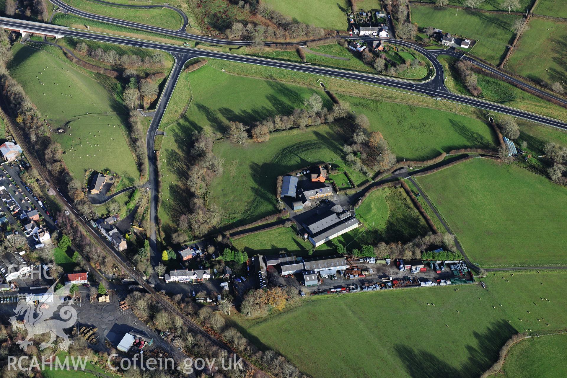 RCAHMW colour oblique photograph of Cwrt Llechryd. Taken by Toby Driver on 23/11/2012.