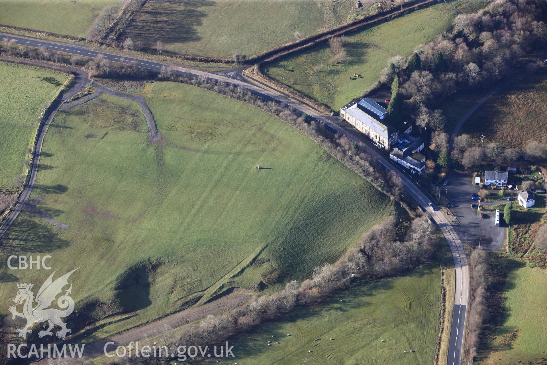 RCAHMW colour oblique photograph of Cae'r maen, standing stone. Taken by Toby Driver on 23/11/2012.