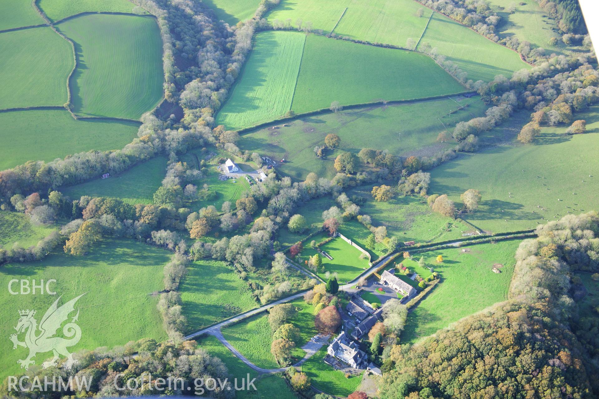 RCAHMW colour oblique photograph of Whitland Abbey. Taken by Toby Driver on 26/10/2012.