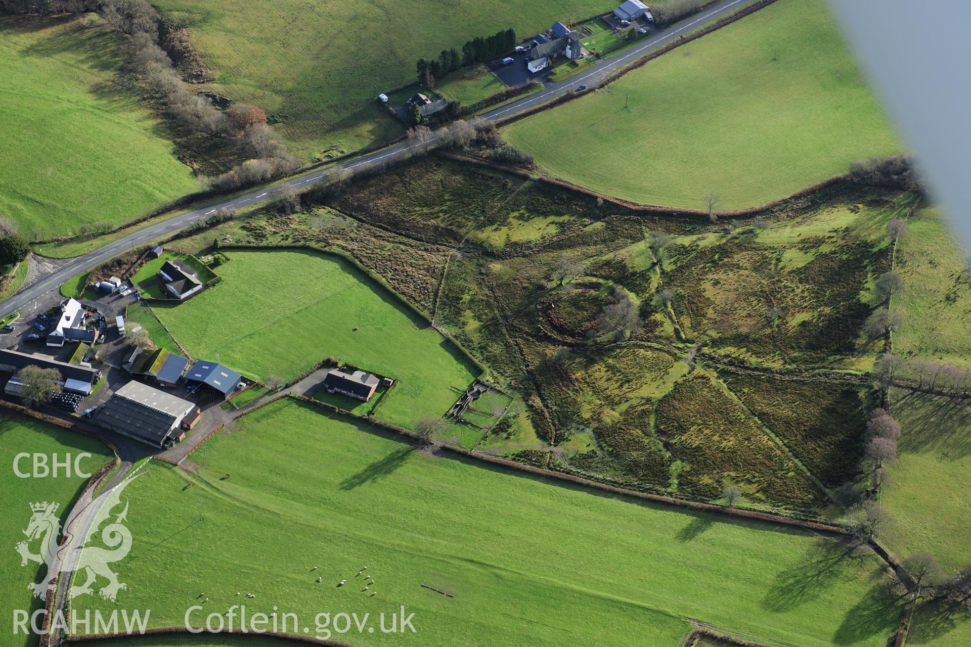 RCAHMW colour oblique photograph of Lle'r Prior, Llanafan Fawr. Taken by Toby Driver on 23/11/2012.