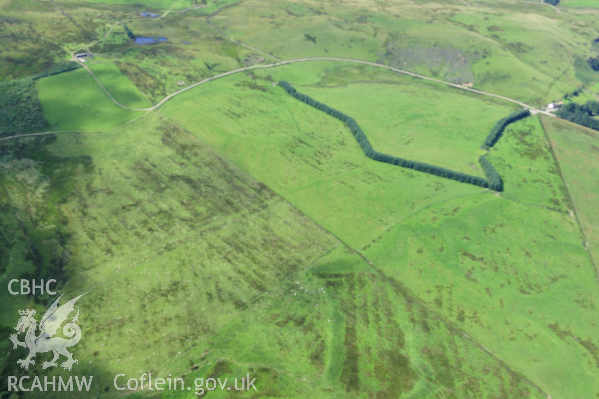 RCAHMW colour oblique photograph of Roman road between Pant-y-Milwyr and Hirrhhos. Taken by Toby Driver on 27/07/2012.