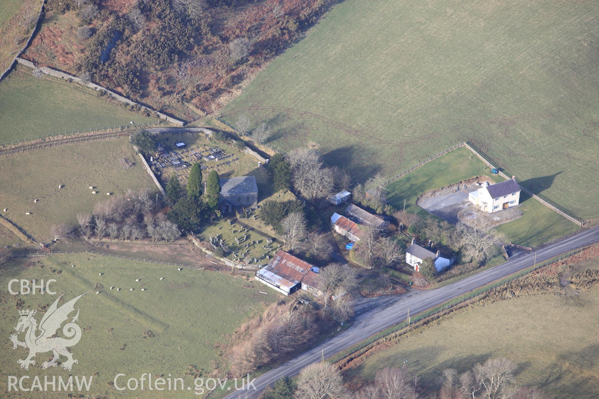 RCAHMW colour oblique photograph of St John's Church, Ysbyty Cynfyn, View from South. Taken by Toby Driver on 07/02/2012.