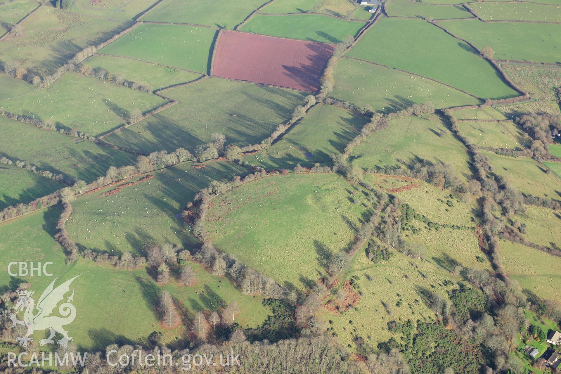 RCAHMW colour oblique photograph of Slwch Tump hillfort. Taken by Toby Driver on 23/11/2012.