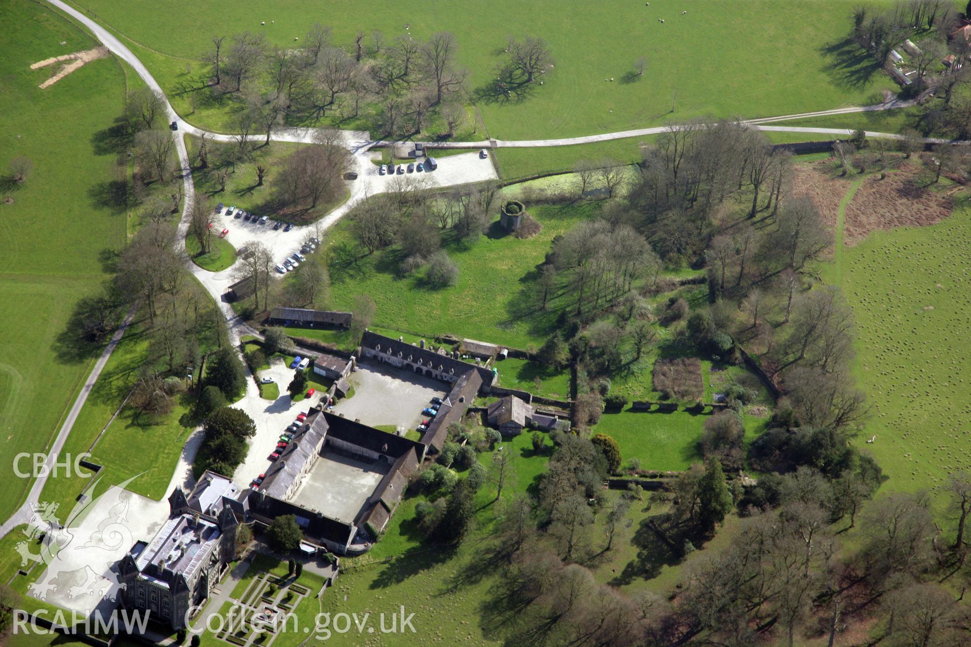 RCAHMW colour oblique photograph of Newton House, Dinefwr Park. Taken by Toby Driver and Oliver Davies on 28/03/2012.