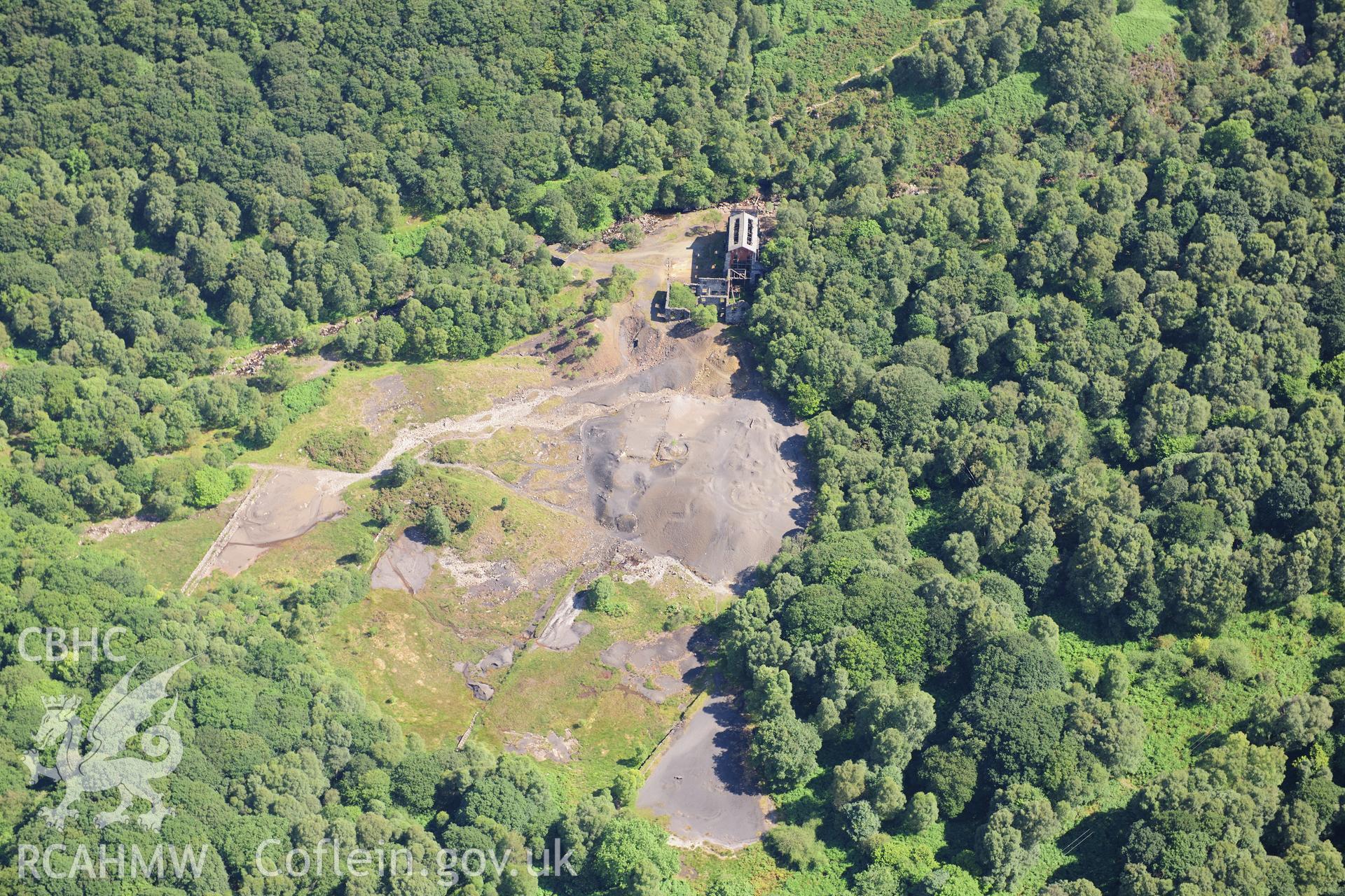 RCAHMW colour oblique photograph of Klondyke lead mine, viewed from the north-west. Taken by Toby Driver on 10/08/2012.