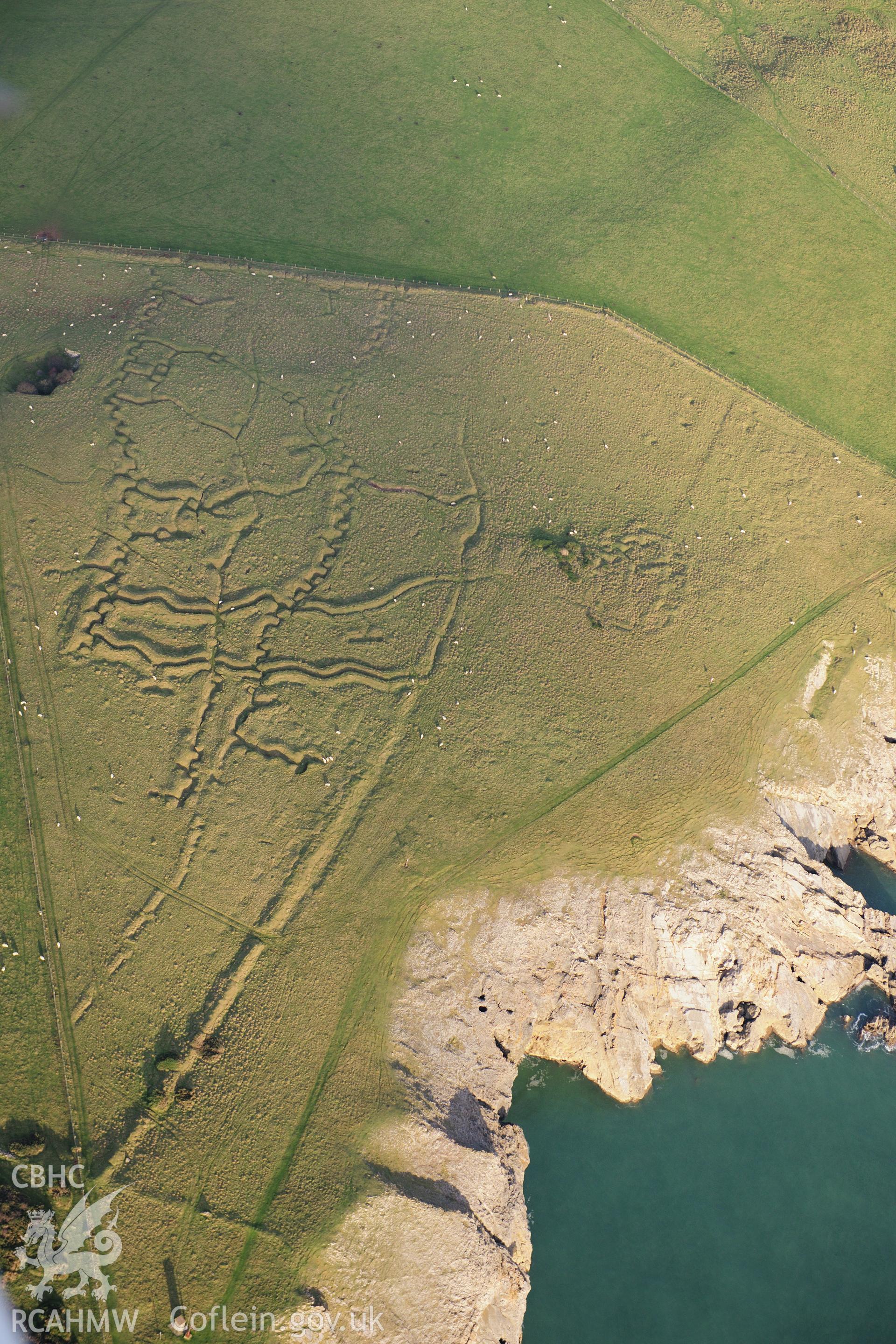 RCAHMW colour oblique photograph of Penally First World War Practice Trenches. Taken by Toby Driver on 26/10/2012.