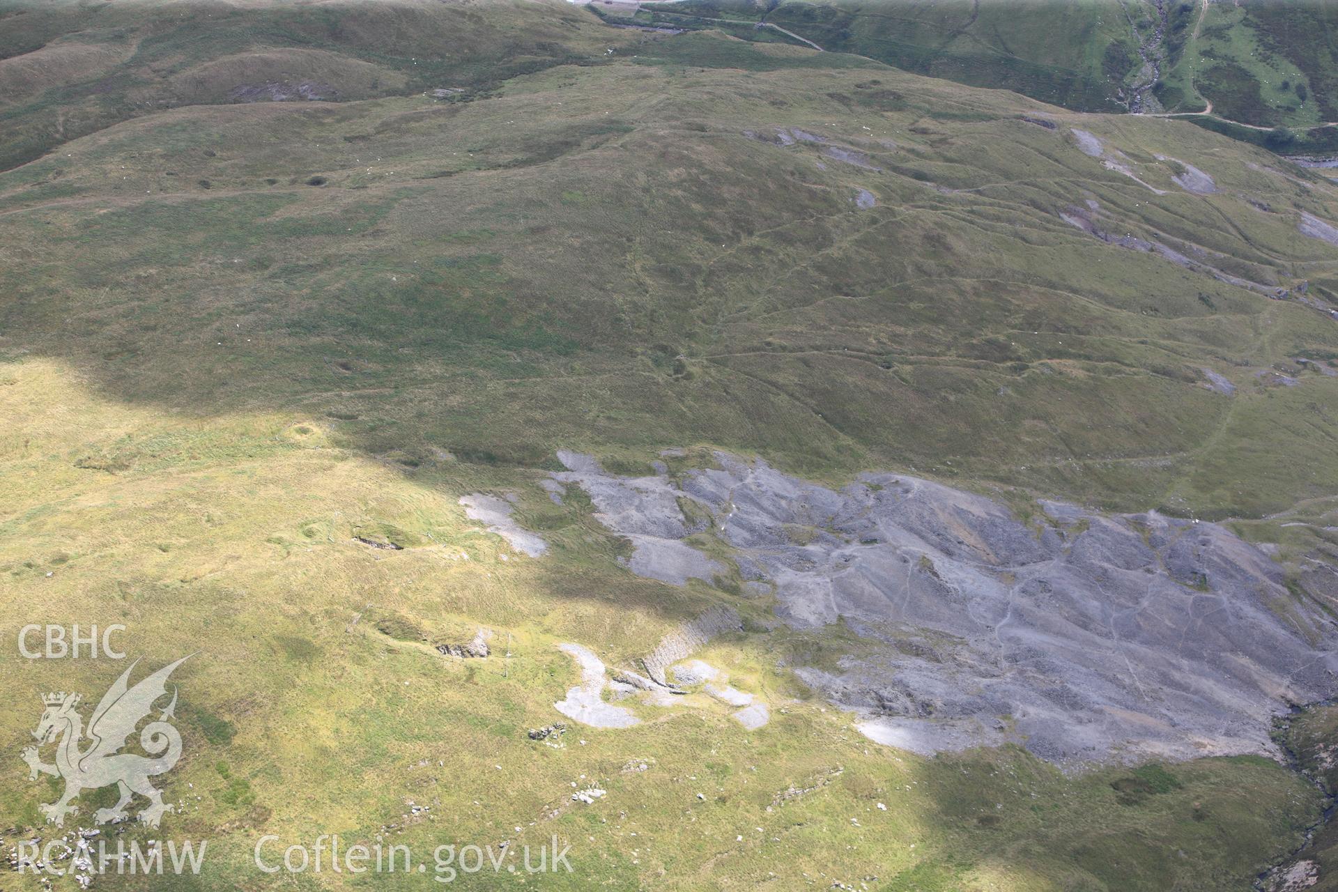 RCAHMW colour oblique photograph of Copa Hill, Cwmystwyth Lead, Copper and Zinc mines. Taken by Toby Driver on 27/07/2012.