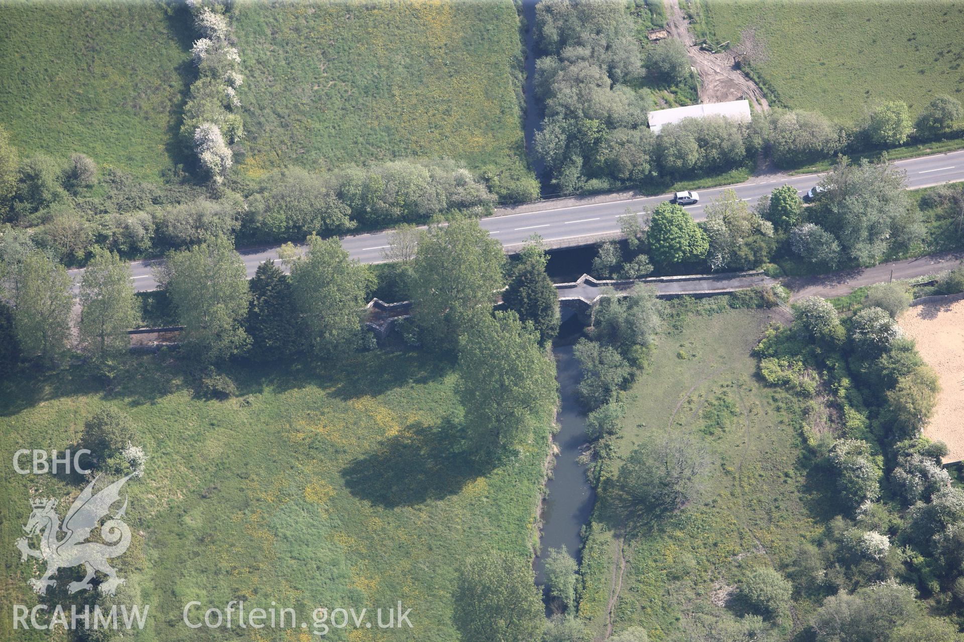 RCAHMW colour oblique photograph of Close view of Spudder's Bridge, looking north east. Taken by Toby Driver on 24/05/2012.