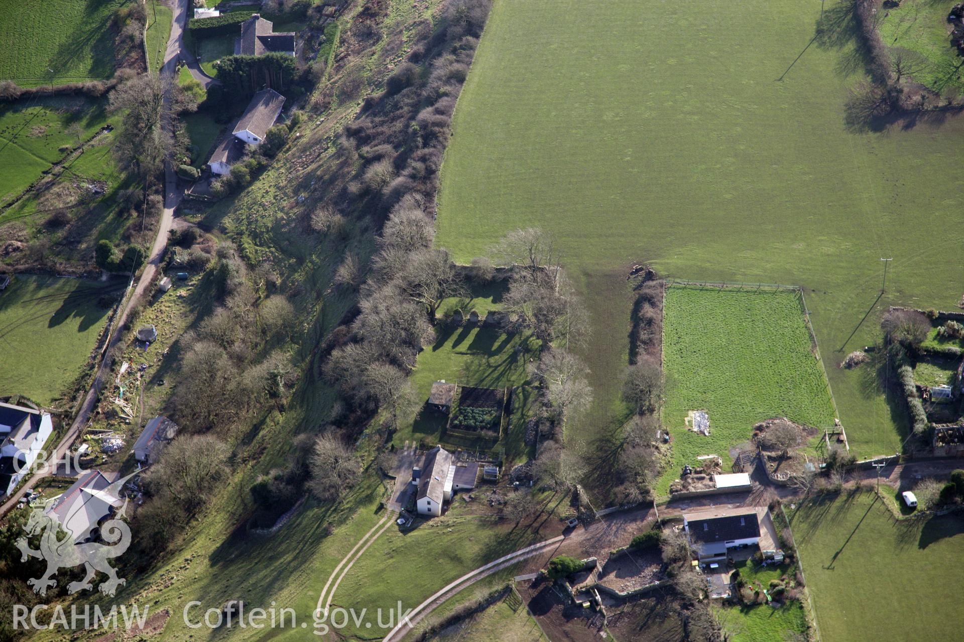 RCAHMW colour oblique photograph of Bovehill Castle. Taken by Toby Driver on 02/02/2012.