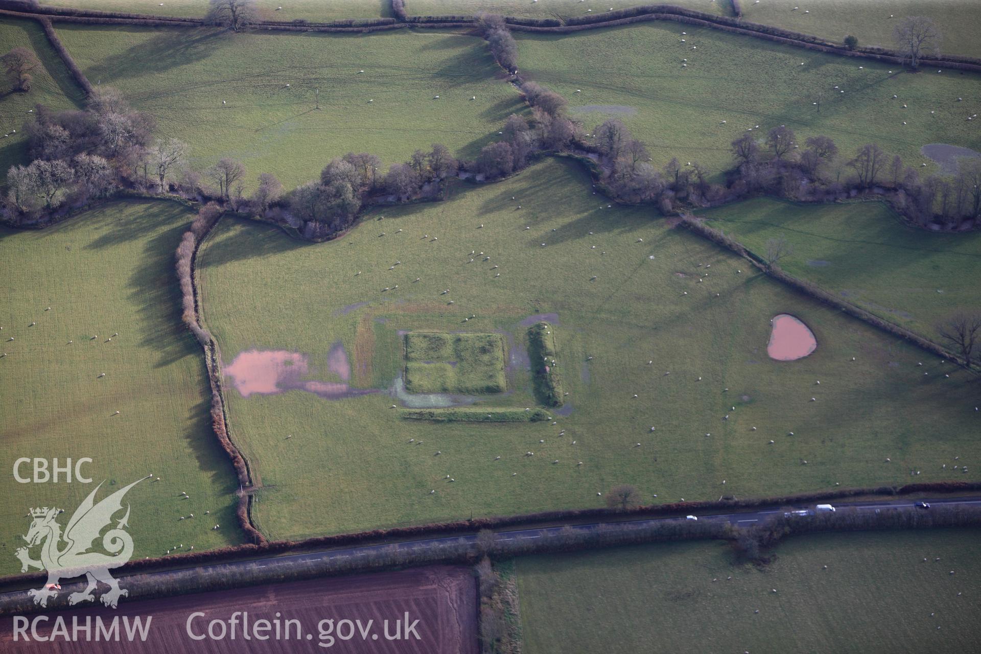 RCAHMW colour oblique photograph of Dulas Moat. Taken by Toby Driver on 23/11/2012.