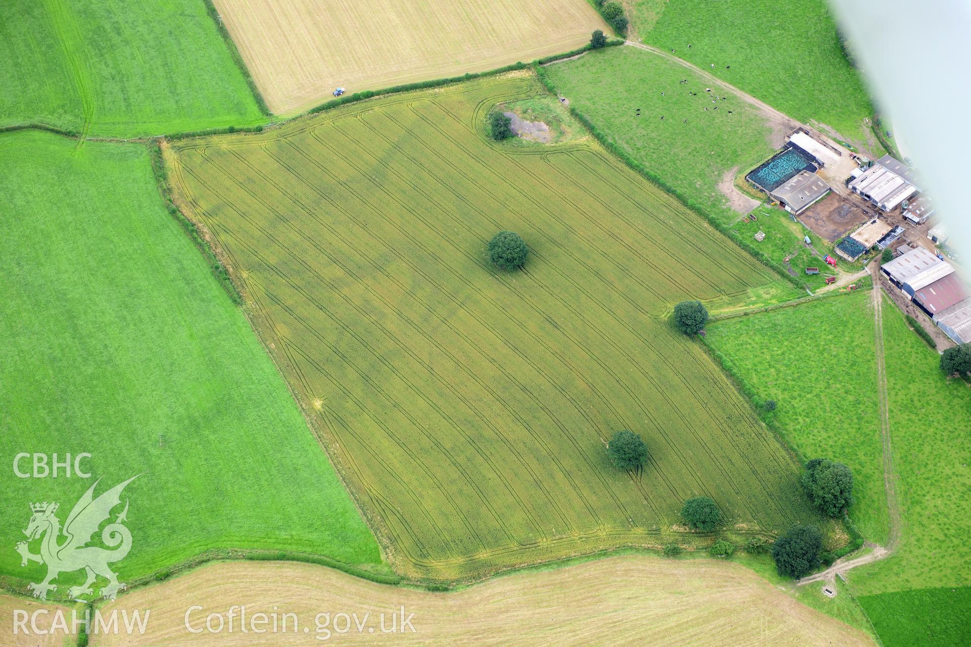 RCAHMW colour oblique photograph of Post Coch; Post y Wiber, Erw y Garreg standing stone. Taken by Toby Driver on 27/07/2012.