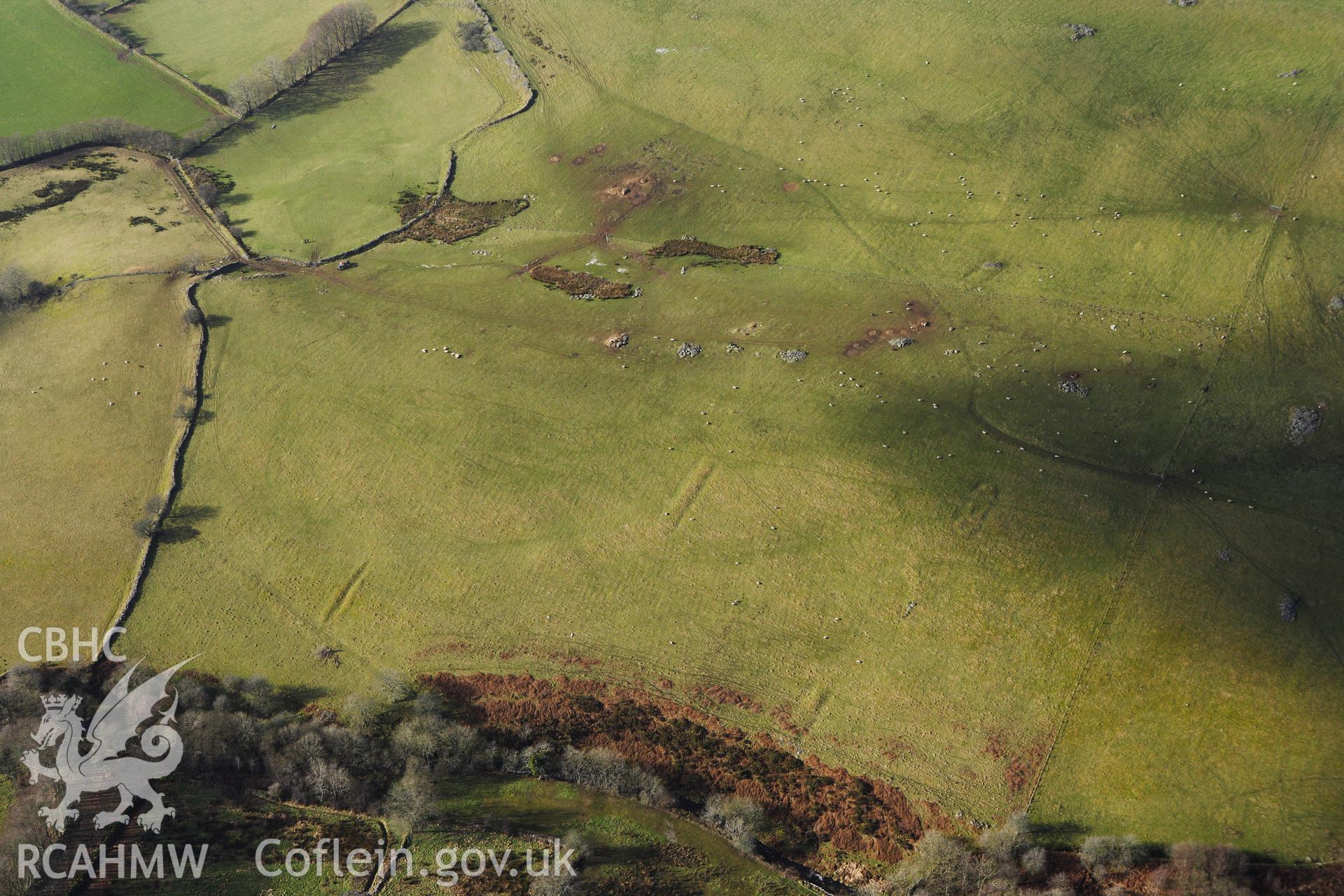 RCAHMW colour oblique photograph of Bryn Cysegrfa, Pillow Mounds. Taken by Toby Driver on 07/02/2012.