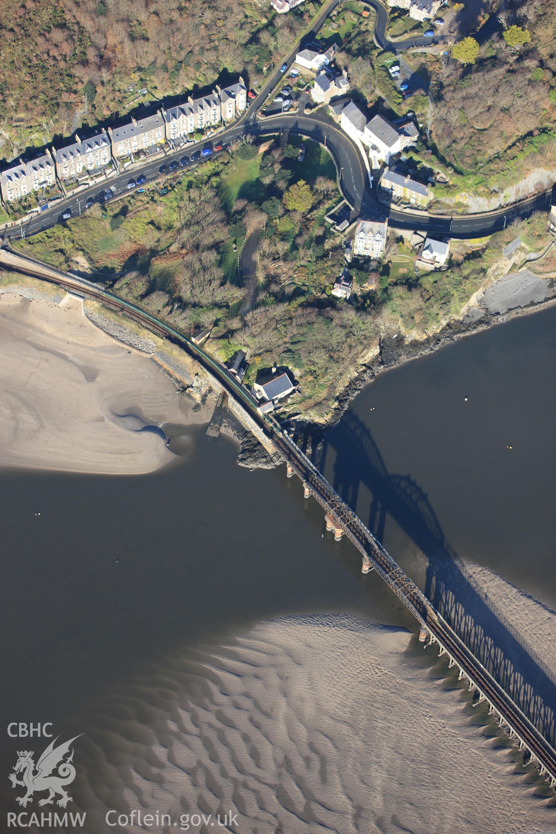 RCAHMW colour oblique photograph of Barmouth Railway Viaduct. Taken by Toby Driver on 10/12/2012.