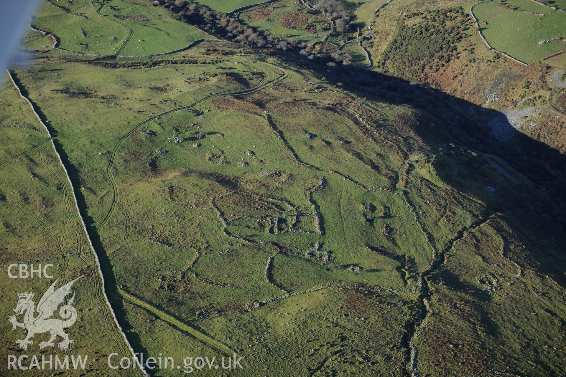 RCAHMW colour oblique photograph of Mynydd Egryn, settlement and field system. Taken by Toby Driver on 10/12/2012.